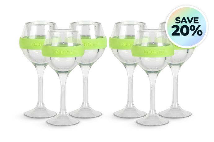 Set of 6: ChilledVino Green Frosty Drinkware