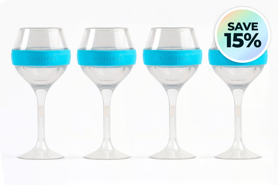 Set of 4: ChilledVino Blue Frosty Drinkware