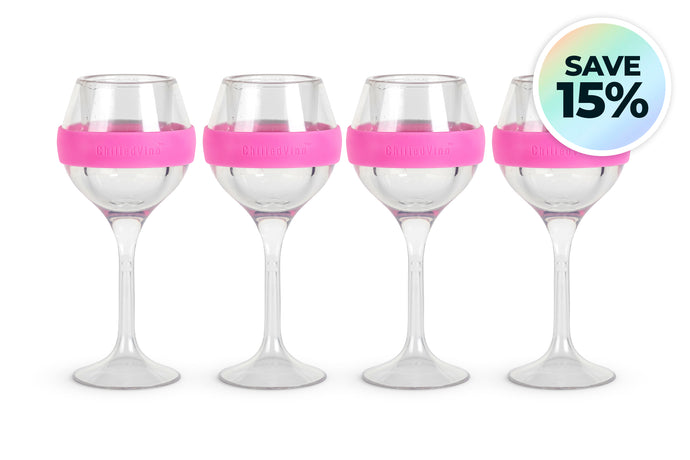 Set of 4: ChilledVino Pink Frosty Drinkware