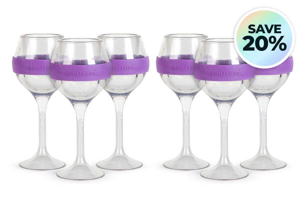 Set of 6: ChilledVino Purple Frosty Drinkware
